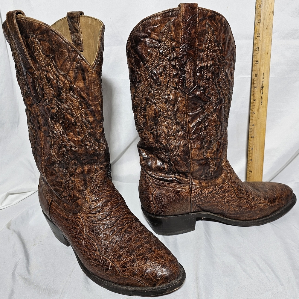 Corral Cognac Ostrich Embroidery J Toe Western Boots Men’s Size 10